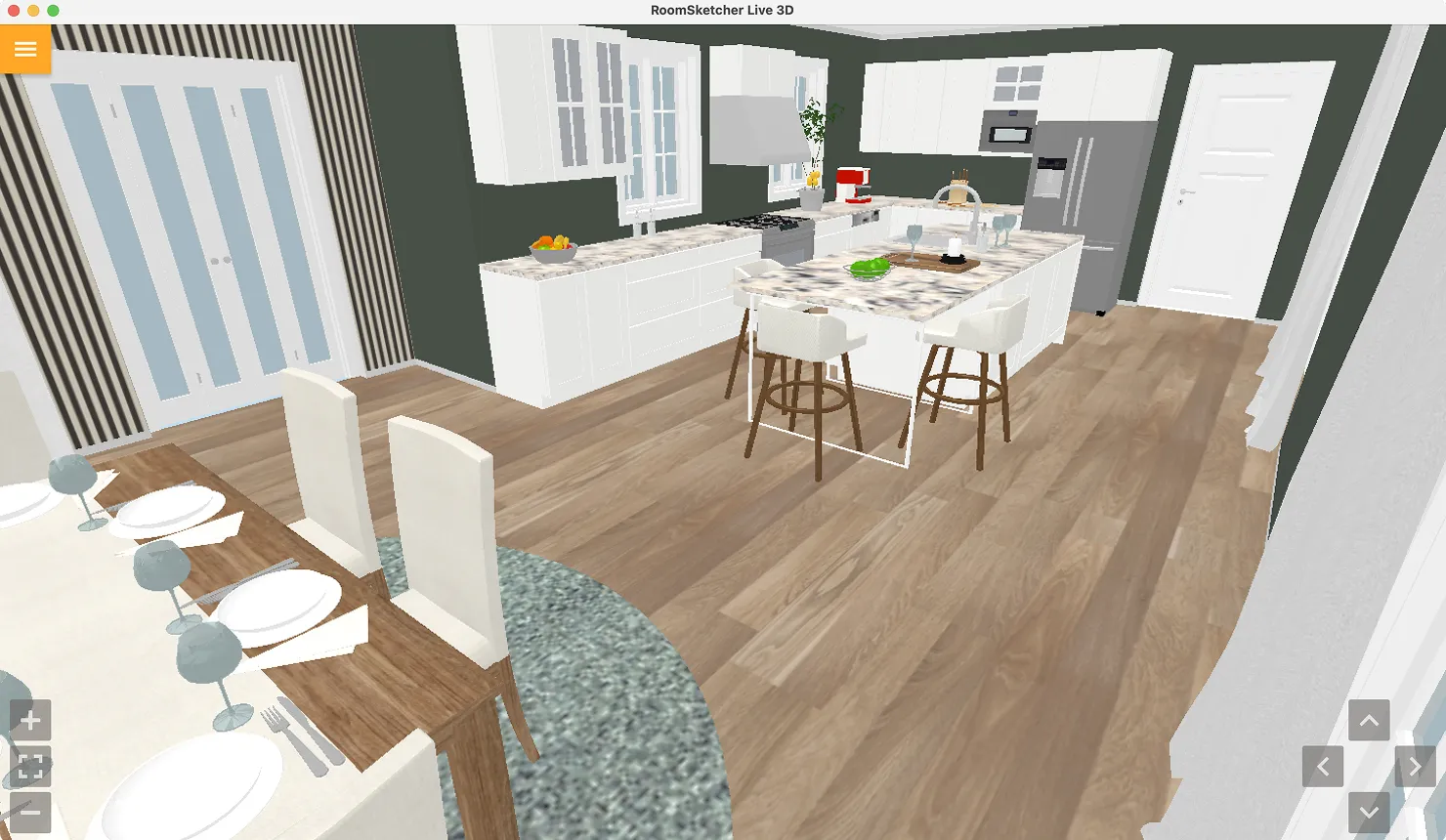3D kitchen layout opened in the RoomSketcher app.