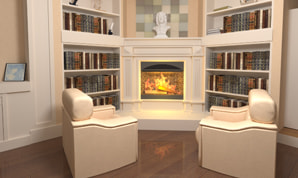 Vintage living room with a fireplace designed in Live Home 3D