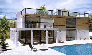 A house design created in Live Home 3D Pro app and rendered in V-Ray