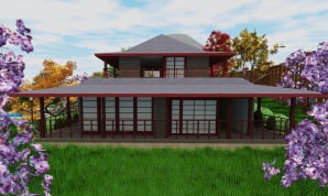 Live Home 3D for Mac でレンダリングした伝統的な日本家屋と庭。