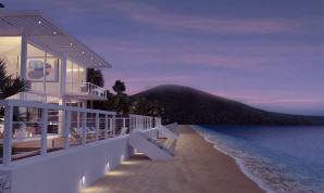 A stylish beach villa with the hill on the background made in Live Home 3D Pro.