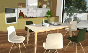 A kitchen in Scandinavian style designed in Live Home 3D for Mac