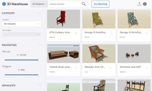 Trimble 3D Warehouse import dialog in Live Home 3D