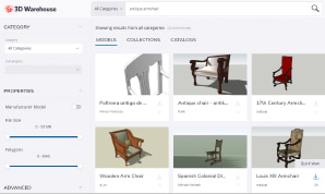 Trimble 3D Warehouse import dialog in Live Home 3D