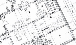 Floor plan closeup of an architectural project.