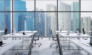 A modern office with the city view