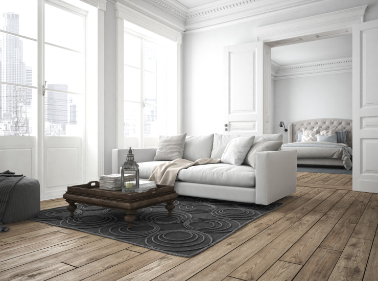 Spacious light living room.
