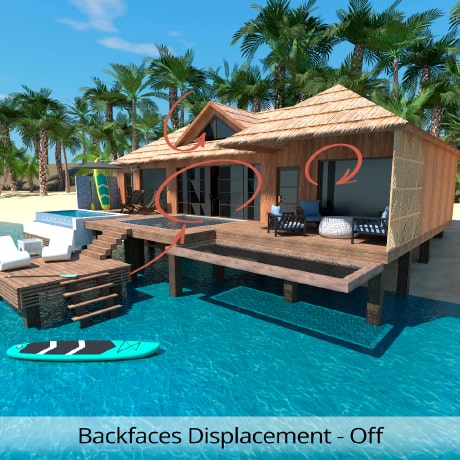An example of the image rendered with Cycles in Live Home 3D for Mac with Backfaces Displacement off.