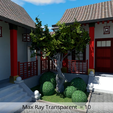 The image rendered with Cycles in Live Home 3D for Mac with Max Ray Transparent set at 10.