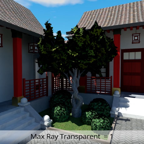 The image rendered with Cycles in Live Home 3D for Mac with Max Ray Transparent set at 1.