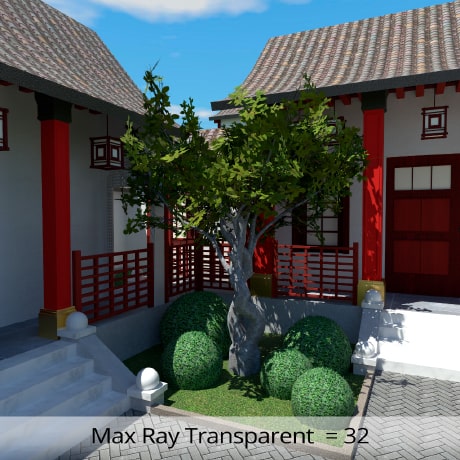 The image rendered with Cycles in Live Home 3D for Mac with Max Ray Transparent set at 32.