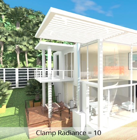 The image rendered with AMD Radeon™ ProRender in Live Home 3D for Mac with clamp radiance set at 10.