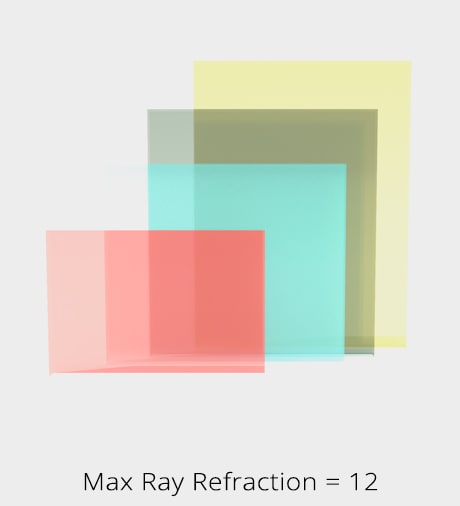The image rendered with AMD Radeon™ ProRender in Live Home 3D for Mac with max ray refraction set at 12.