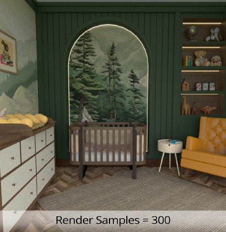 The image rendered with AMD Radeon™ ProRender in Live Home 3D for Mac with render samples set at 300.