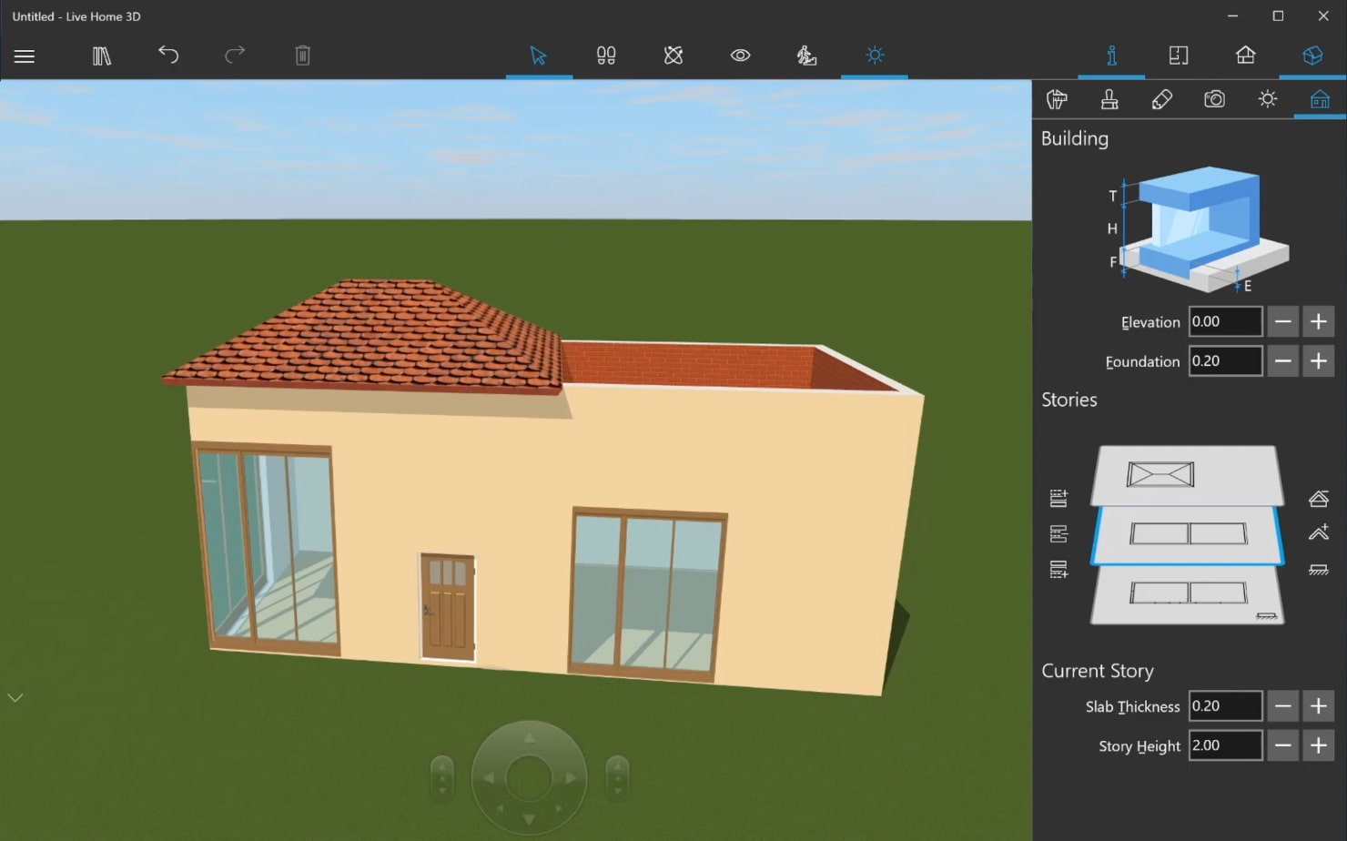  A screenshot demonstrating how to add the house roof in Live Home 3D.