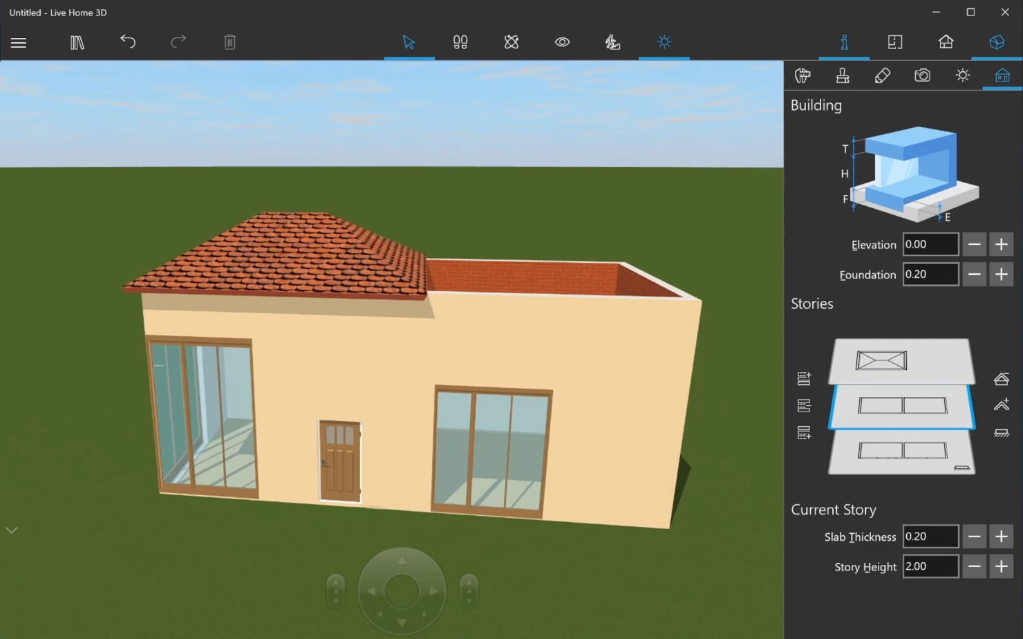 A screenshot demonstrating how to add the house roof in Live Home 3D.