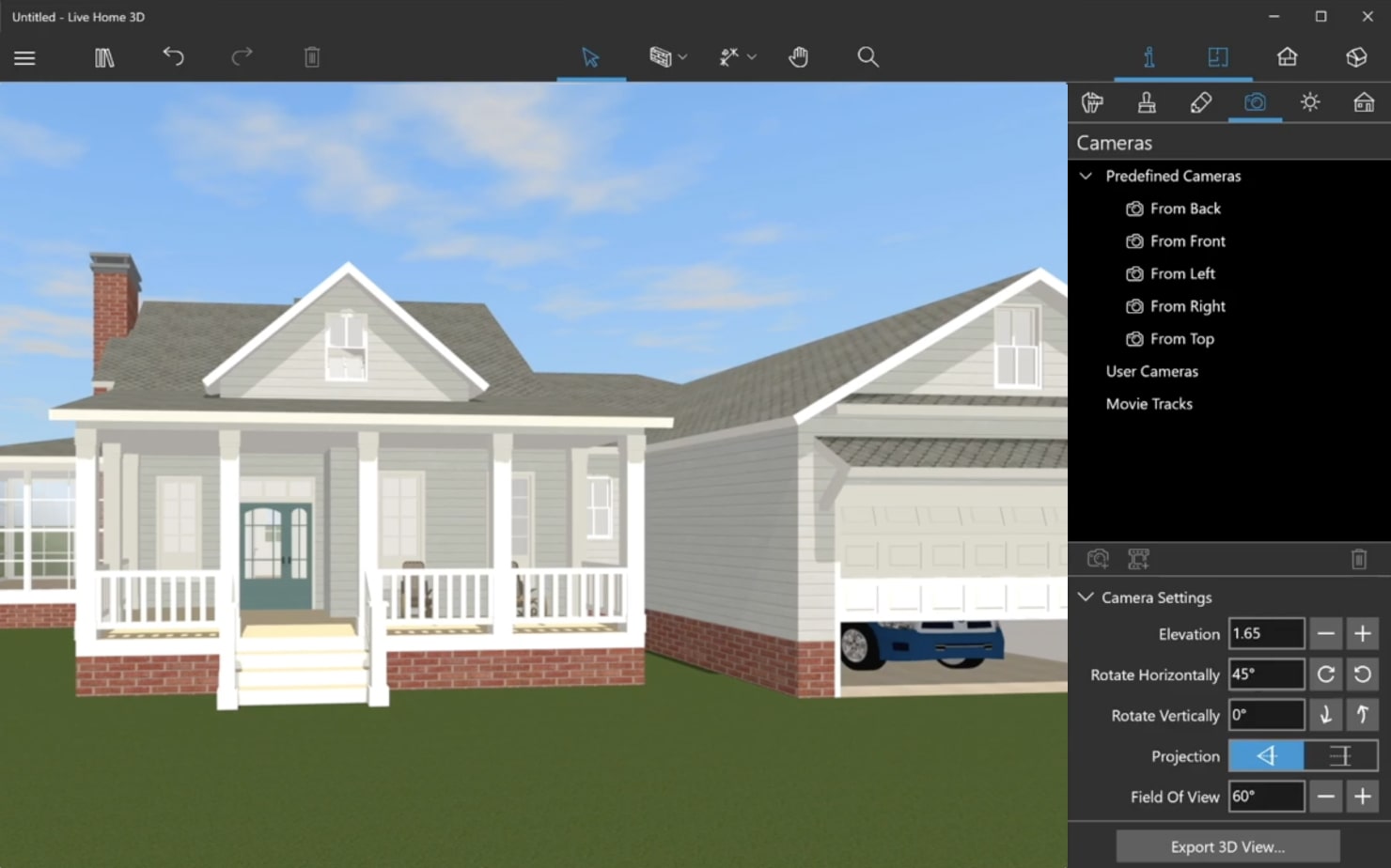 A project of a split level house created in Live Home 3D.