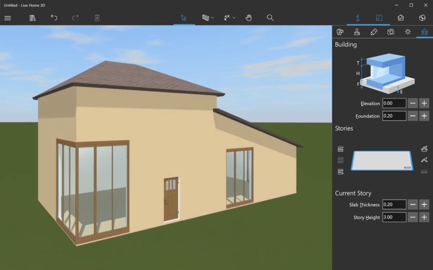 A screenshot  of a split level house project created in Live Home 3D.
