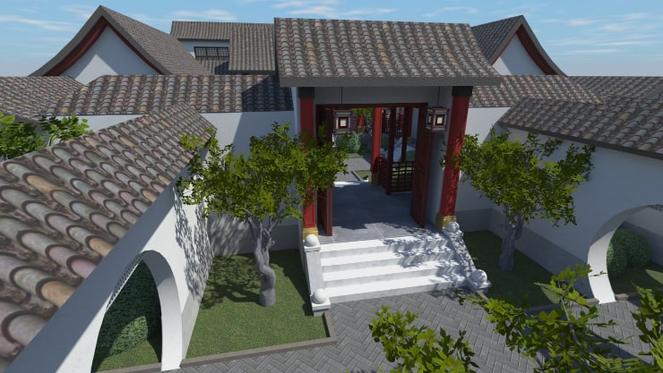 使用 Live Home 3D for Mac 创建和渲染的传统中国庭院四合院。