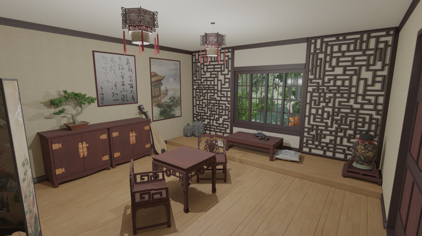 在 Live Home 3D for Mac 中,再现传统中国房间的内饰。
