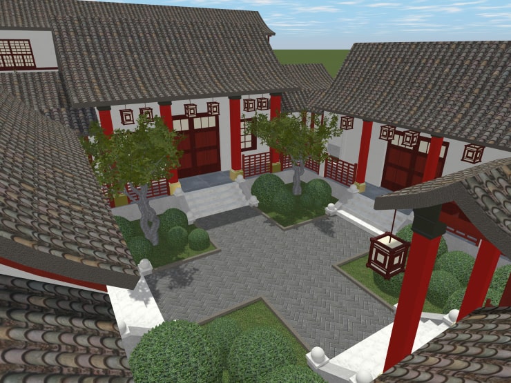 A traditional Chinese manor siheyuan created in Live Home 3D for Mac.