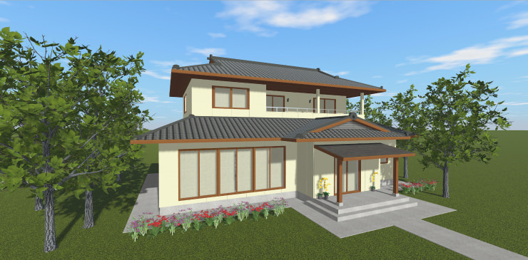 伝統的な日本家屋と外構。