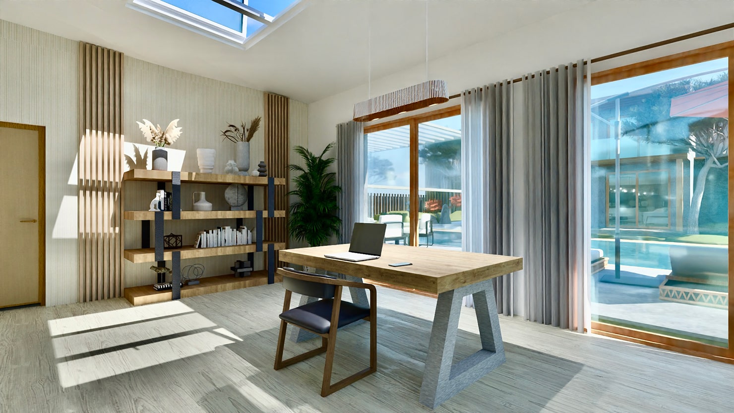 Contemporary home office designed in Live Home 3D.