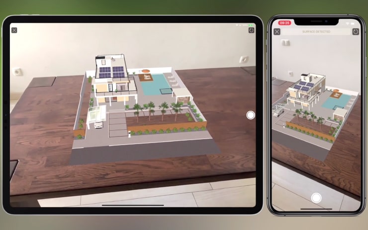 Sharing a 3D house model between iPhone and iPad in Live Home 3D with the help of AR (augmented reality)