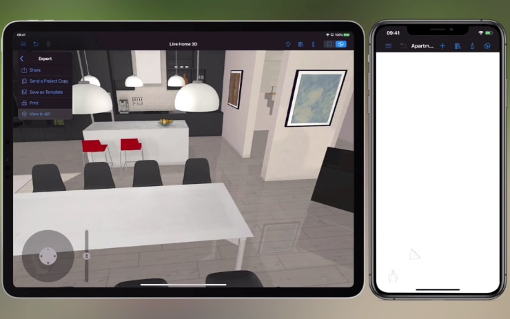 Sharing the AR view between iPad and iPhone in Live Home 3D home design app