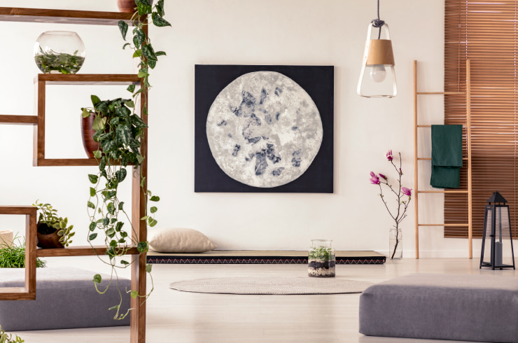 A simple bedroom design with plants.