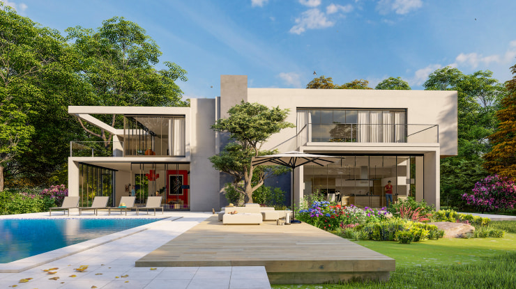 Modern villa with a pool.