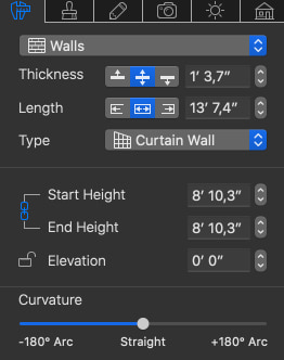 A screenshot of the Object Properties tab of the Inspector in Live Home 3D for Mac.