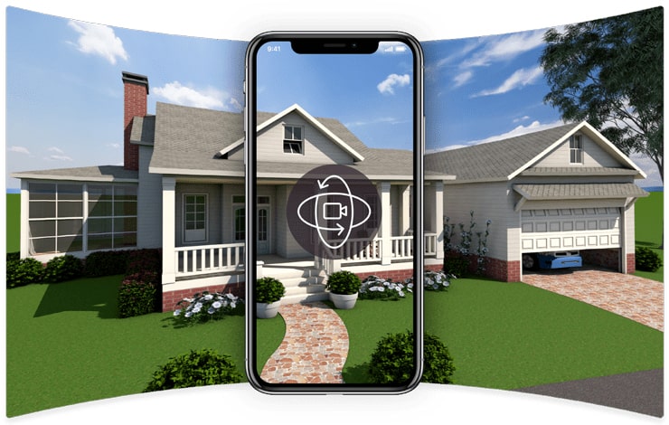 Viewing the house designed in Live Home 3 with the help of an iPhone
