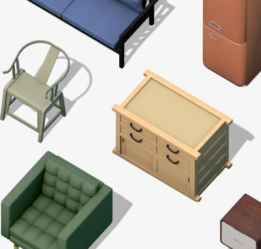 Furniture items.
