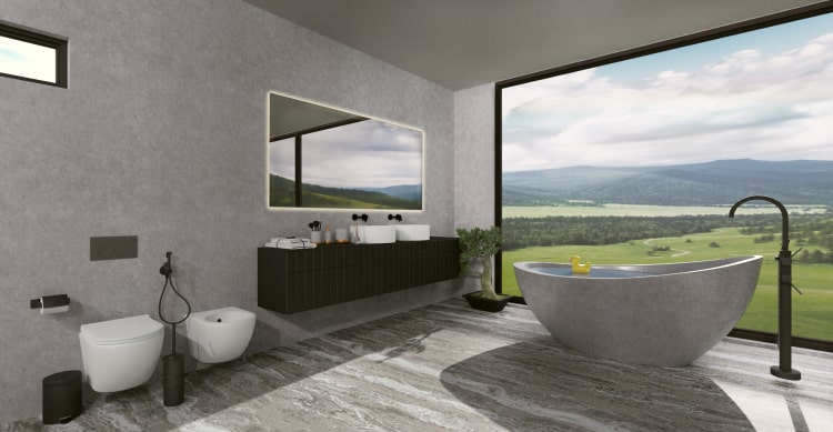 A luxurious bathroom designed in Live Home 3D.