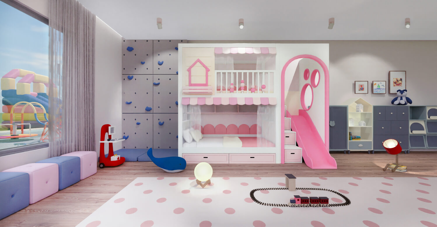 A kids room designed in Live Home 3D.