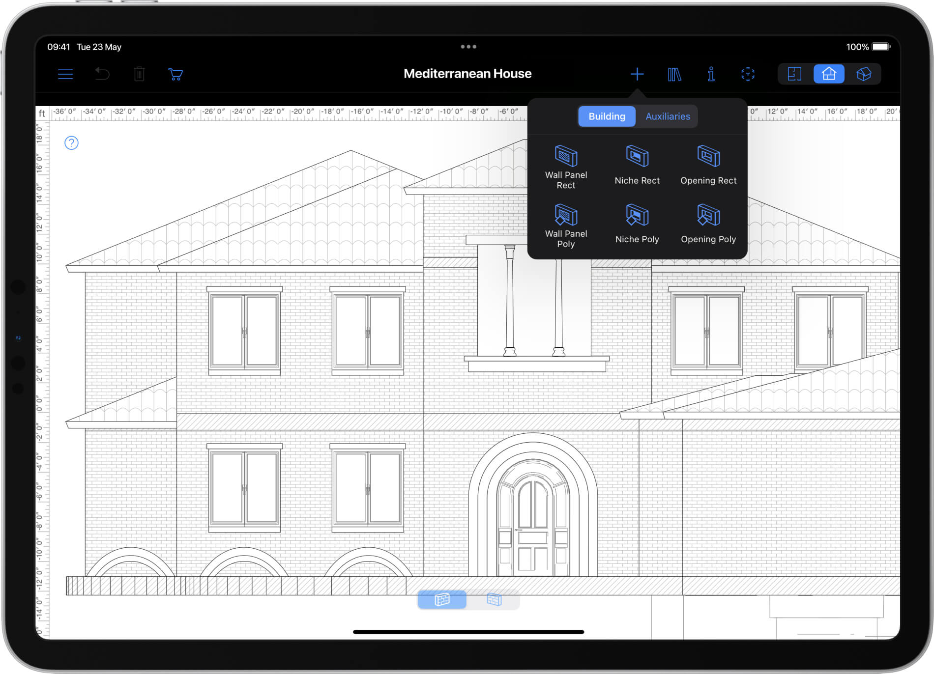 Elevation View of the Live Home 3D app for iPhone and iPad.
