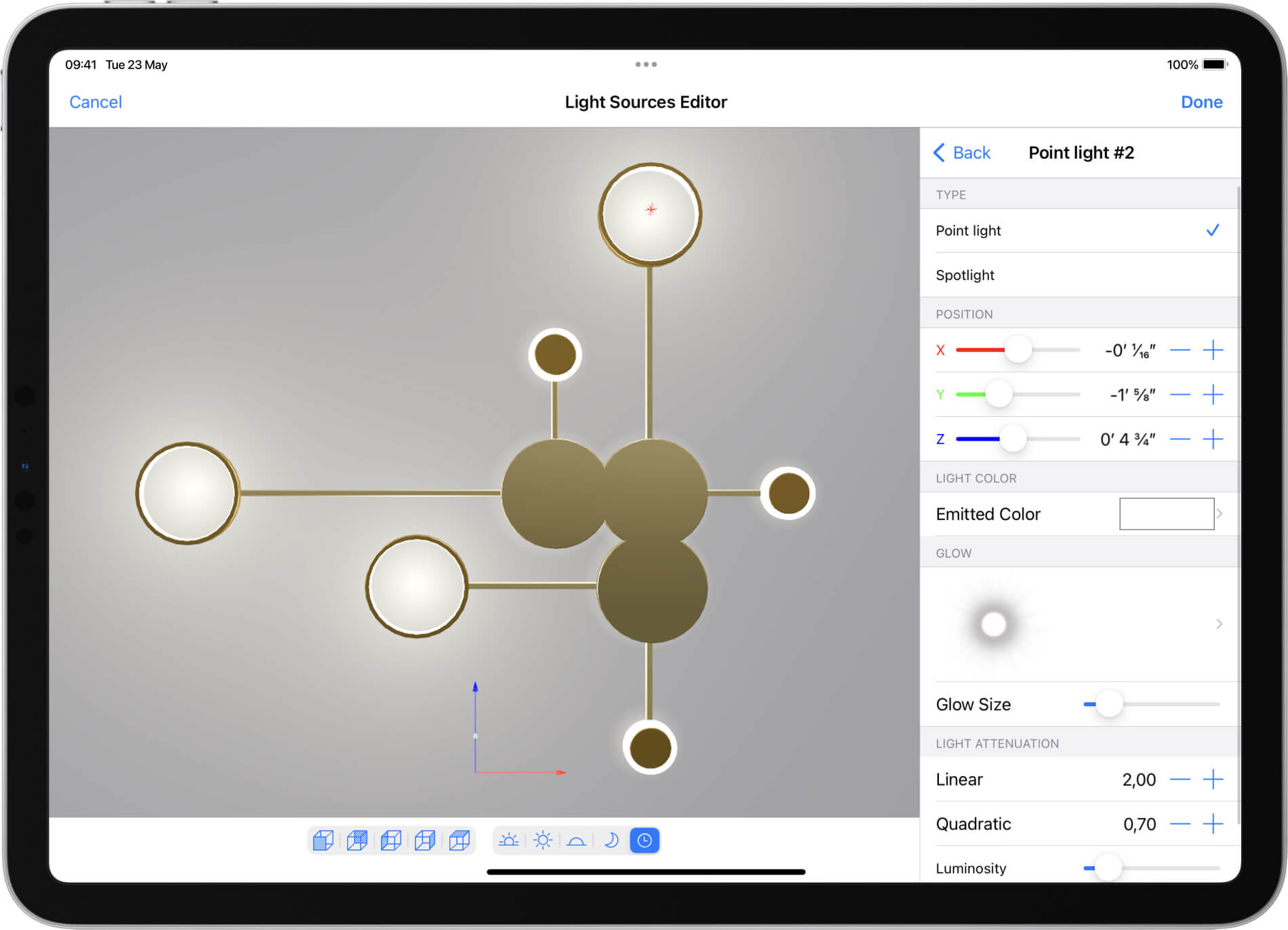 Light Source Editor available in Live Home 3D Pro for iPad and iPhone.