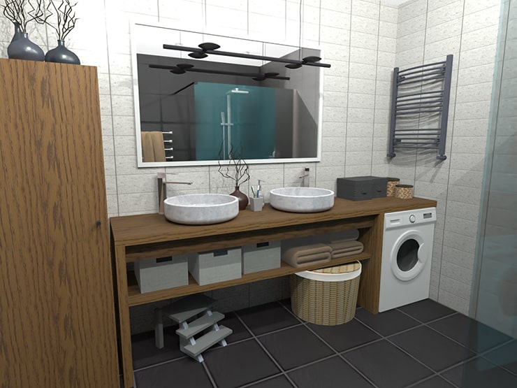 A small bathroom designed and rendered in Live Home 3D.