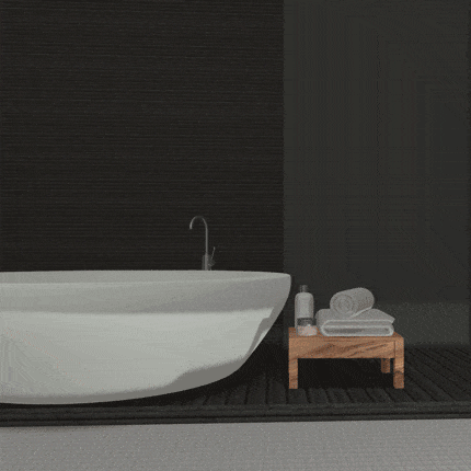 A custom wooden material applied to a small bathroom stool in Live Home 3D.