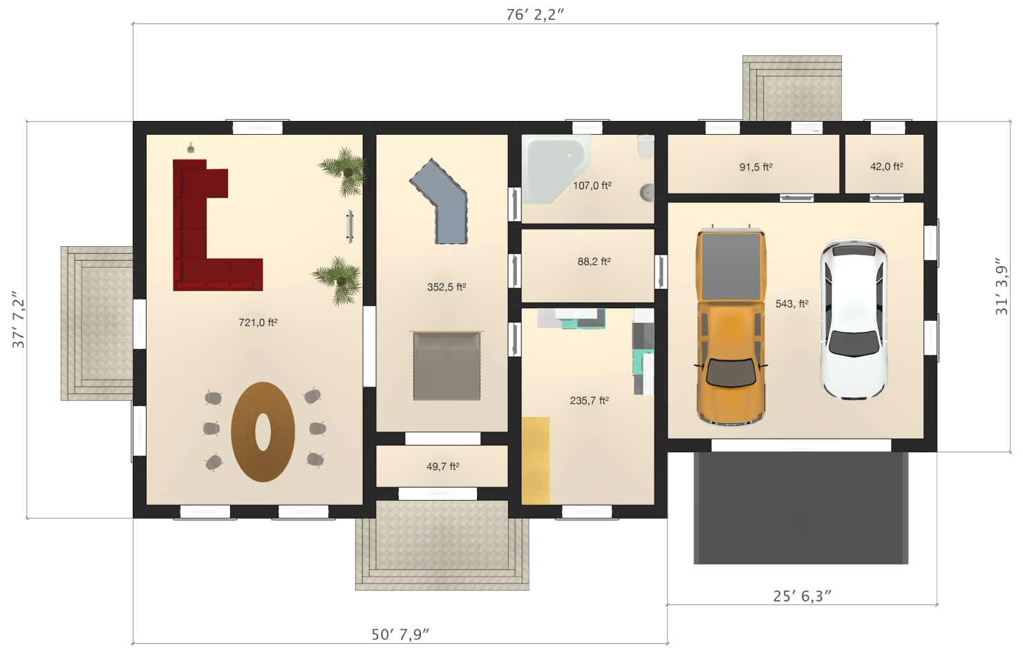 A detailed floor plan created in Live Home 3D for iPhone and iPad.