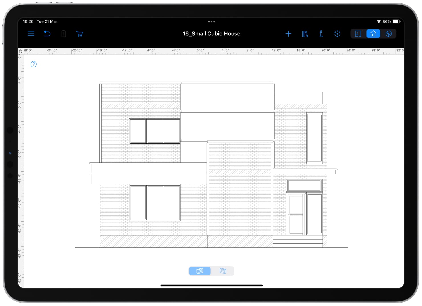 2D Elevation view—an easy way to work with doors, windows, openings and niches, available in Live Home 3D for iPhone and iPad with unlocked Pro features.