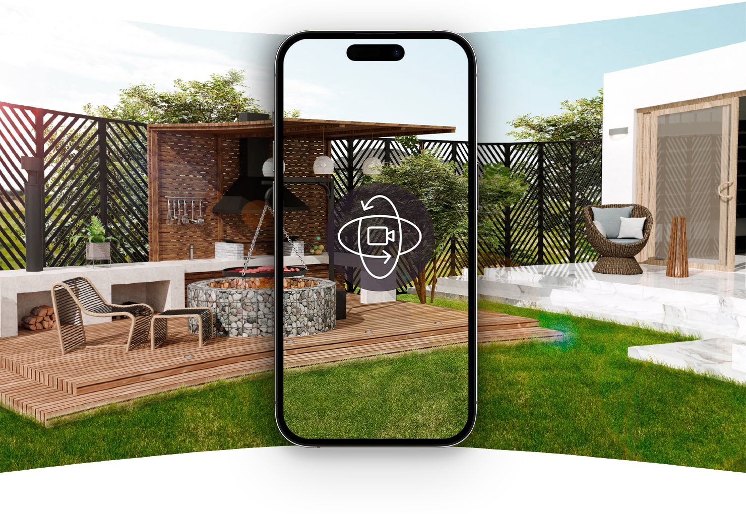 The outdoor kitchen design created in the Live Home 3D app.
