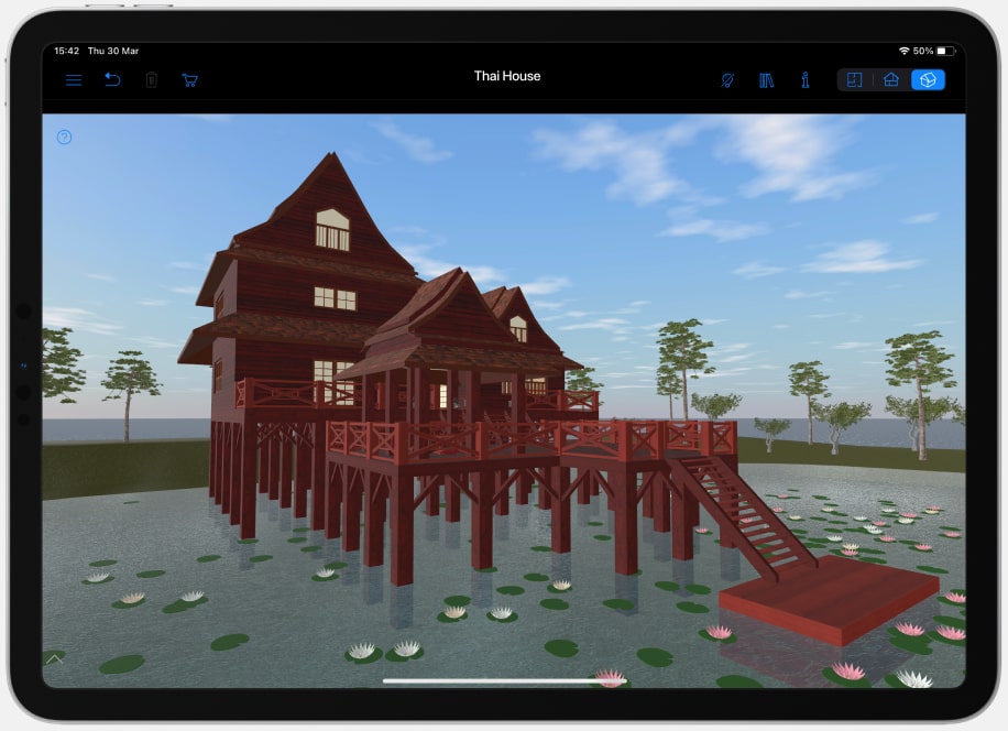 The Thai House project available in the 50 Houses Pack in the Live Home 3D app.