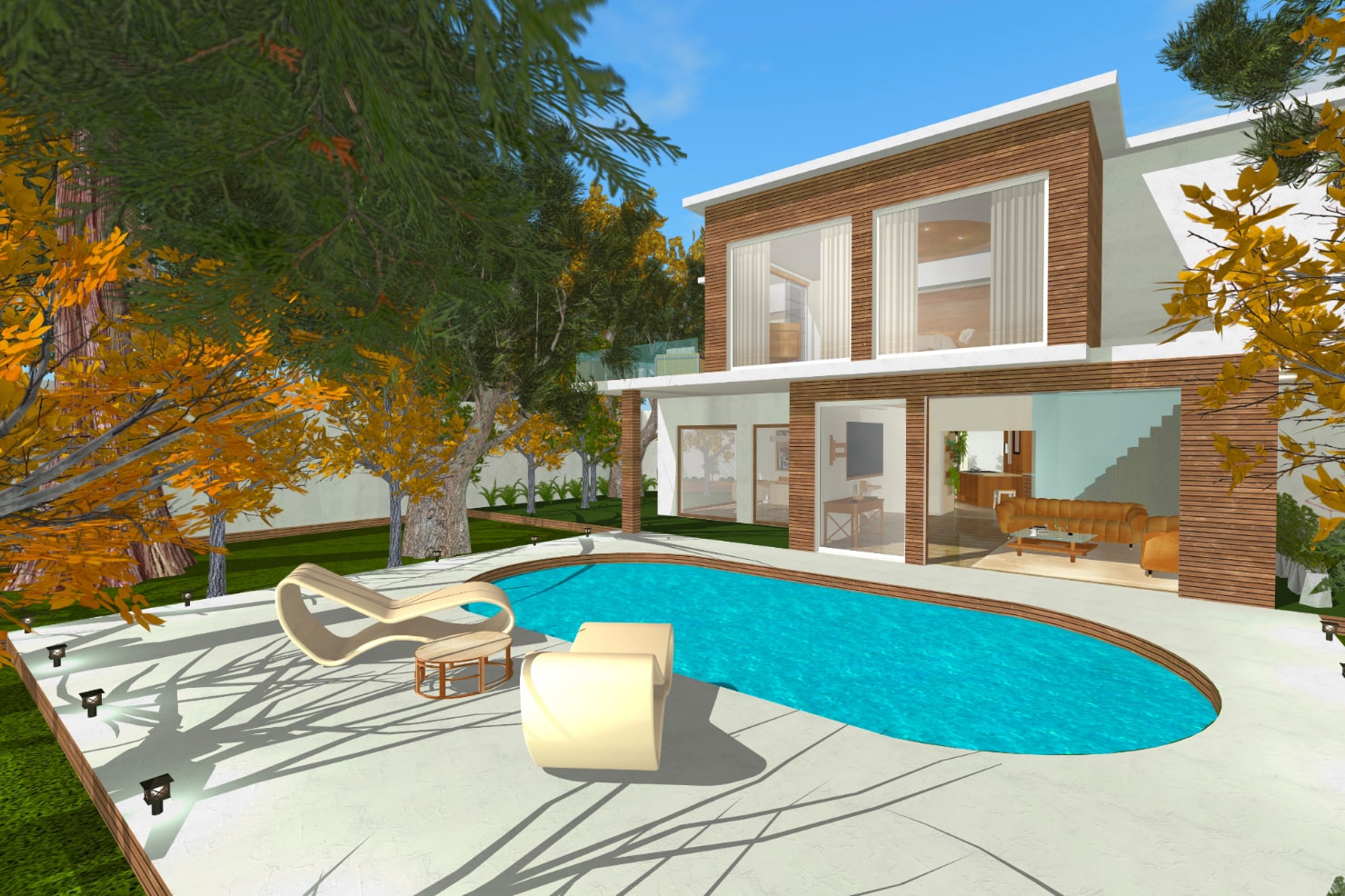 A villa with a pool designed in Live Home 3D by Elaine Presser.