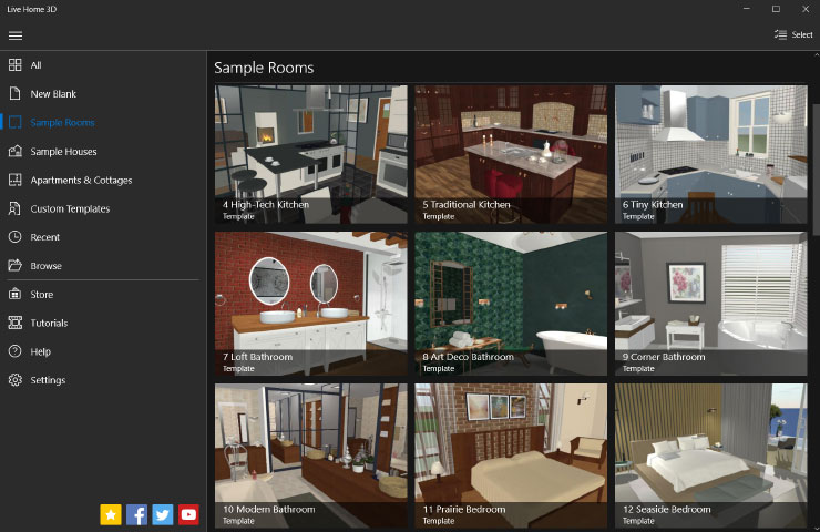 Room types in Live Home 3D for Windows Gallery