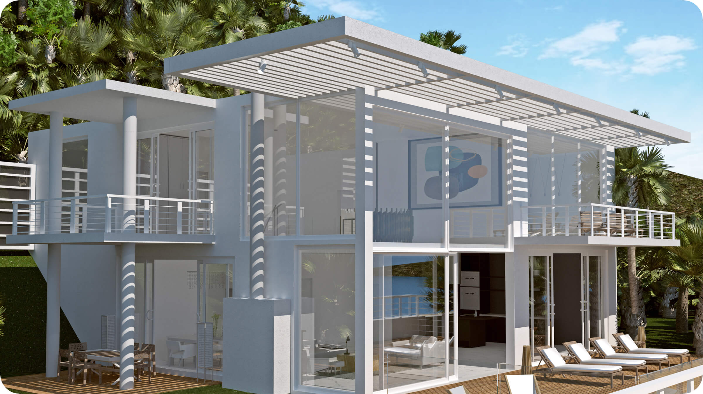 A modern house designed in Live Home 3D.