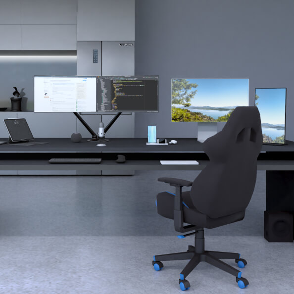 An office in gray colors made in the Live Home 3D home design app.