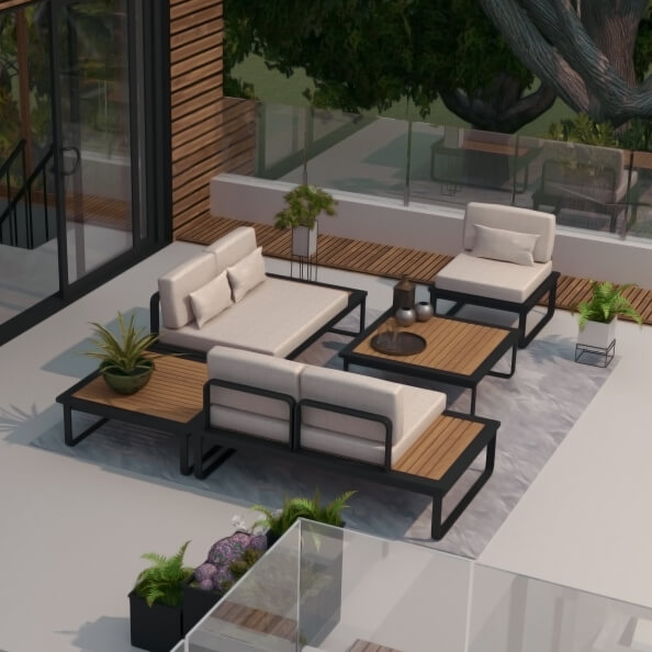 Terrace modern sitting area designed in Live Home 3D.