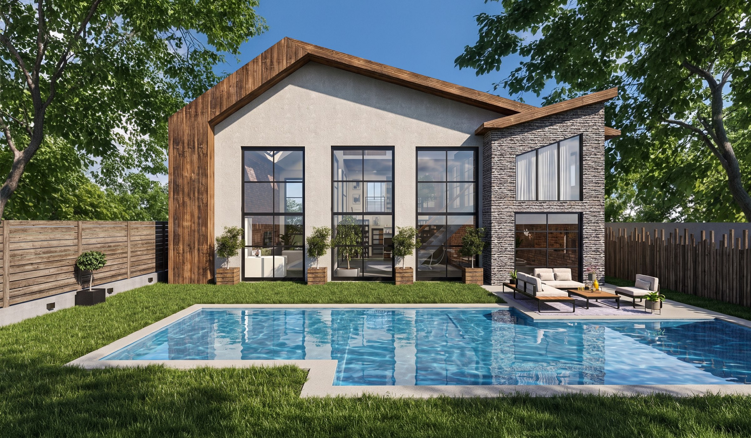 AI render of a house created in the Live Home 3D home design app.
